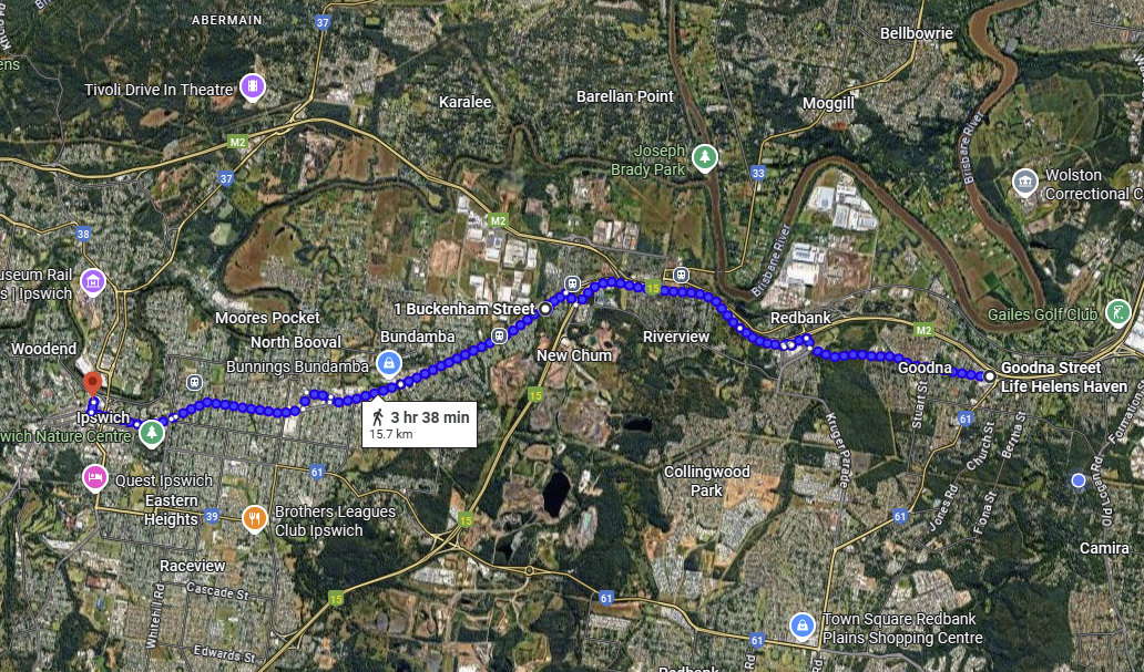Steps4Change 2025 Route Map from Goodna to Ipswich